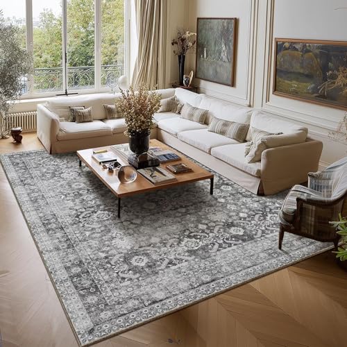 Washable 9x12 Area Rugs for Living Room, Charcoal/Grey - color: Charcoal/Grey, size: 9' x 12' (Rectangular)