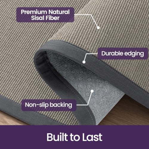 DEXI Jute Runner Rug 2'8''x12', Rug Runners for Hallways, Natural/Grey - color: Natural/Grey, size: 2'8" x 12' (Runner)
