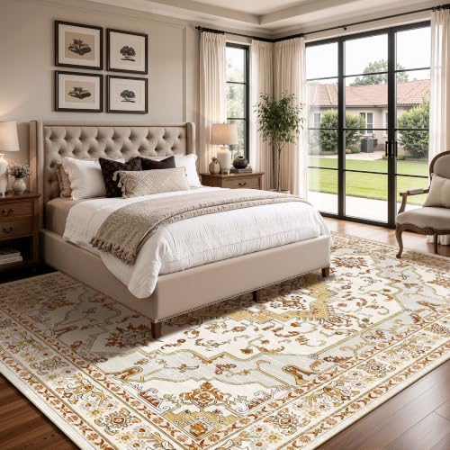 Arenarug 8x10 Washable Area Rug for Living Room, Khaki Rusty Yellow - color: Khaki Rusty Yellow, size: 8' x 10' (Rectangular)