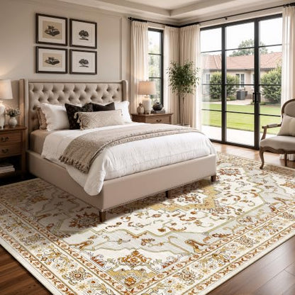 Arenarug 8x10 Washable Area Rug for Living Room, Khaki Rusty Yellow - color: Khaki Rusty Yellow, size: 8' x 10' (Rectangular)