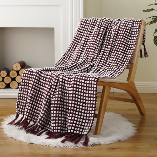 Battilo Throw Blanket for Couch, Red Textured Dot Throw Blankets, 50"x60" - color: Red Dot, size: 50"x60"