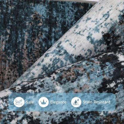 GarveeHome Washable Area Rug 3x5 Modern Abstract Blue Green - color: Mountain/Lake, size: 3' x 5'