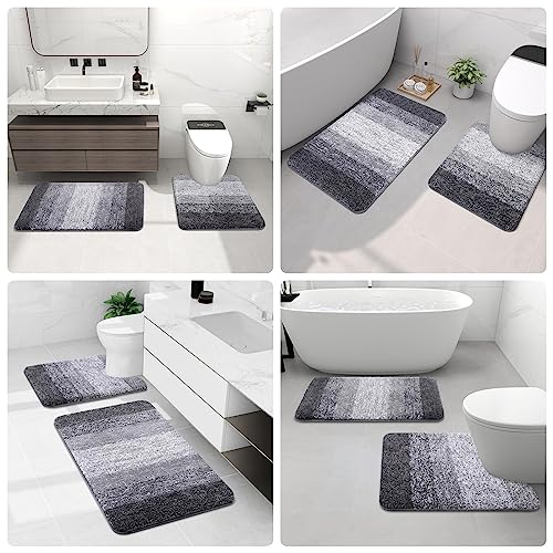 Arotive Microfiber Bathroom Rugs, Shaggy Soft Absorbent Bath Rug, 59x17 - color: Grey, size: 59" X 17"