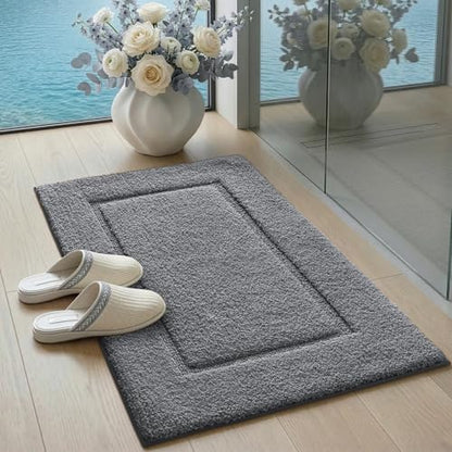 DEXI Bath Mat 36x24, Soft Absorbent Bathroom Rugs Non Slip, Grey - color: Grey, size: 36" X 24" (Rectangular)