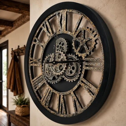 The B-Style Large Wall Clock, 24 inch, Black and Bronze - color: Black and Bronze, size: 24 inch (60 cm)
