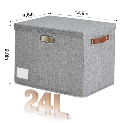 15" Fabric Storage Box with Lids, 3-Pack, Gray - color: Gray, size: Medium-15"