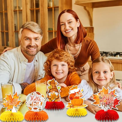 10Pcs Fall Table Decorations, Thanksgiving Honeycomb Centerpieces - style: Fall Party Style