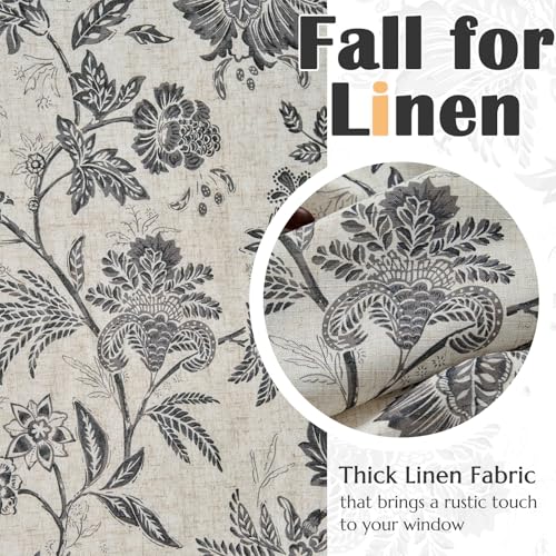 jinchan Floral Valance Curtain Linen 16 Inch Farmhouse 1 Panel Black - color: Jacobean | Black, size: 50"W x 16"L (Pack of 1)
