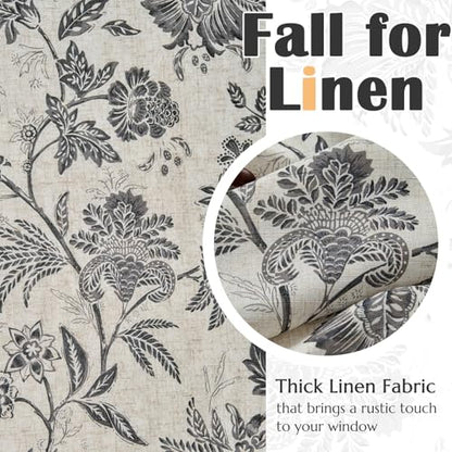 jinchan Floral Valance Curtain Linen 16 Inch Farmhouse 1 Panel Black - color: Jacobean | Black, size: 50"W x 16"L (Pack of 1)