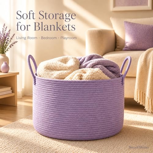 Extra Large Woven Gift Basket Empty for Girl, Women, Kids, Purple - color: Purple, size: Large