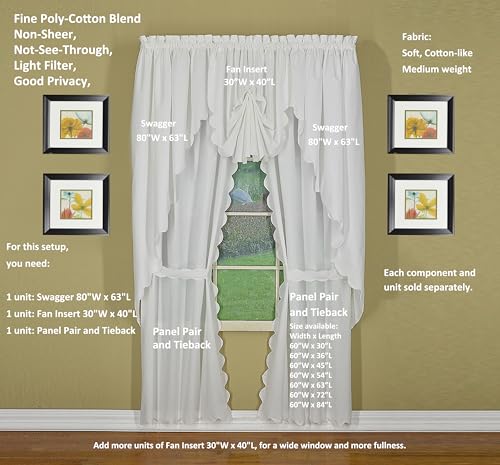 Today's Curtain CA2003K Orleans 54" Panel Pair with Tiebacks Tambour Scallop Edge Curtain, White, 60" W x 54" L/TB - color: White, size: 60"W x 54"L (Pack of 1)