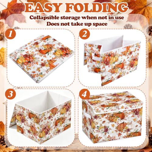 Briwooody Fall Pumpkin Storage Bin with Lid and Carrying Handle Storage Box - style: Fall Pumpkin