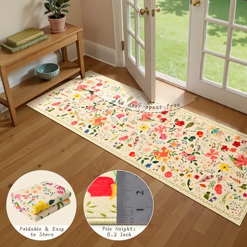ISEAU Boho Washable Kitchen Rugs 2x6 Runner for Hallway Rug,Beige - color: Beige, size: 2ftx6ft