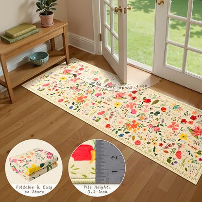 ISEAU Boho Washable Kitchen Rugs 2x6 Runner for Hallway Rug,Beige - color: Beige, size: 2ftx6ft