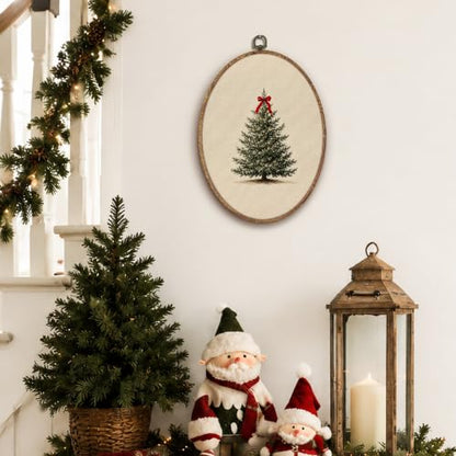 Yorhifa Red Bow Christmas Tree Framed Wall Art 8.5x11.5in - color: red bow