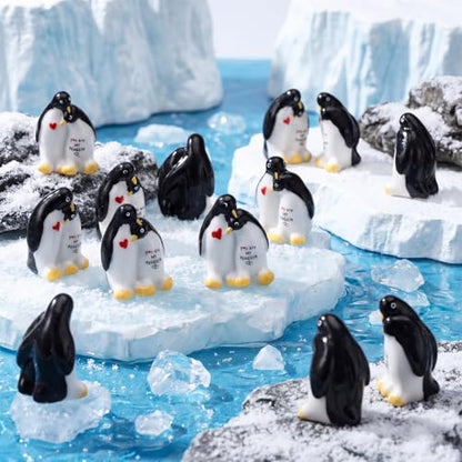 Soulchen 50 Pcs Mini Resin Penguin Couple Figurines with Red Heart Design - color: Red Heart, size: Penguin
