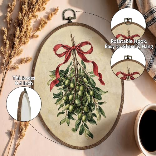 FLAWAFLOMA Christmas Mistletoe Oval Canvas Wall Art Decor 8.6x11.4 Inch - color: Christmas-21