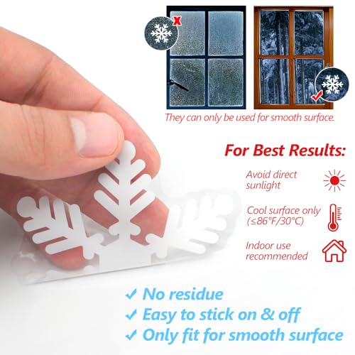 LUDILO 135Pcs Christmas Decorations Window Clings Snowflakes Window Decals - color: White