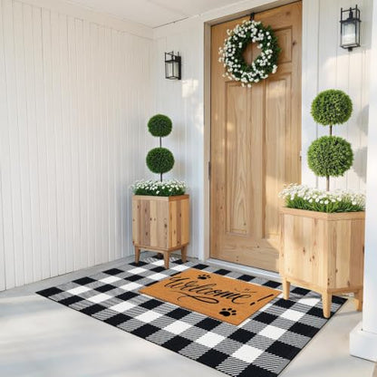 Outdoor Rugs, Black and White Area Rug Checkered 3’x 5’ - color: Black & White, size: 3' x 5' (Rectangular)