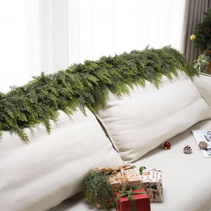 9Ft Christmas Garland,Real Touch Cedar Garland,Realistic Faux Pine Garlands - size: 9FT