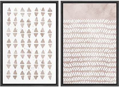 SIGNWIN Framed Canvas Print Wall Art Set Geometric Pastel Diamond Stripe Pattern Abstract Shapes Illustrations Modern Art Minimal Boho Relax/Calm for Living Room, Bedroom, Office - 16"x24"x2 Black - color: A16-2202-yui17, size: 16"x24"x2 Panels Black