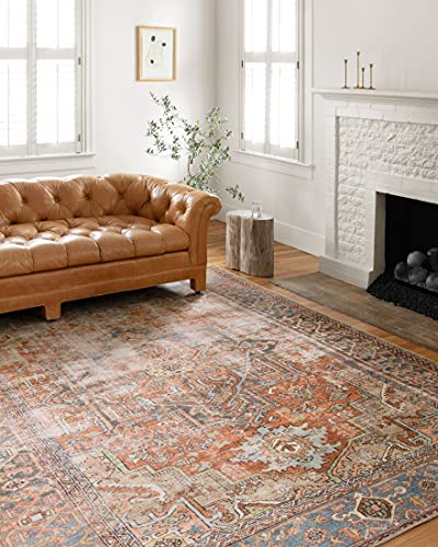 Loloi Loren Terracotta/Sky 2'-6" x 7'-6" Runner Rug - color: Terracotta / Sky, size: 2'6" x 7'6" (Rectangular)