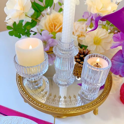 Glass Candlestick Holders, Taper Candle Holders, Set of 3, Clear - color: Clear, size: 3 PCS