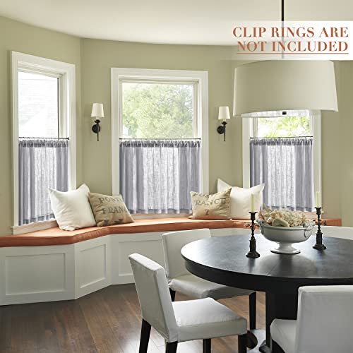 RV Curtains for Camper Door Windows Grey Linen Woven Privacy Sheer Blinds Shade Rod Pocket Short Curtains for Bedroom Small Bathroom Kitchen Basement Window Treatments Set of 2 Panels 36 Inch Length - color: Grey, size: 25"W x 36"L (Pack of 2)