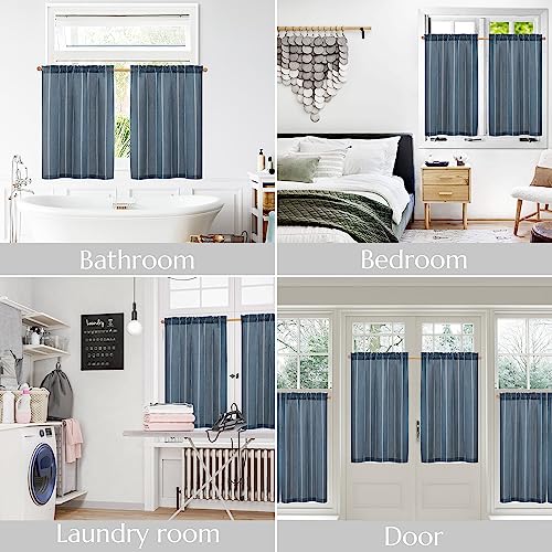 jinchan Linen Striped Tier Curtains for Kitchen Windows Nautical - color: Nautical Striped | Blue, size: 26"W x 24"L (Pack of 2)