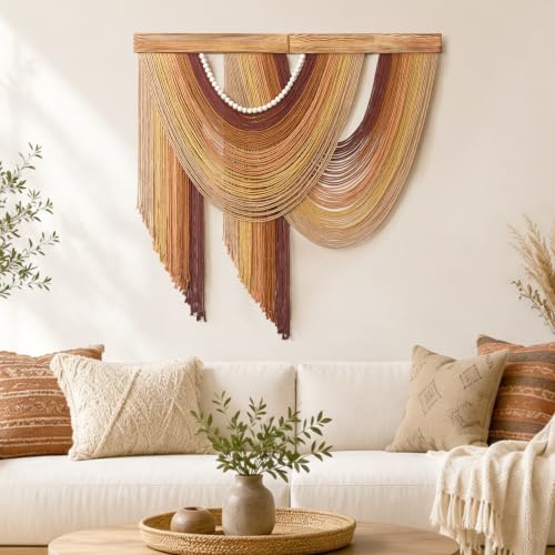 MEIVINES Large Macrame Wall Hanging Boho Tapestry Macrame Wall Art Decor - color: Brown