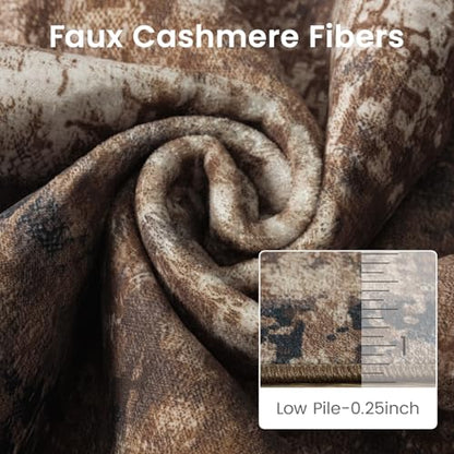 Merelax 6x9 Brown Red Washable Area Rug Non-Slip Faux Wool Abstract Rug - color: Brown Red, size: 6' x 9'(72''x108'')