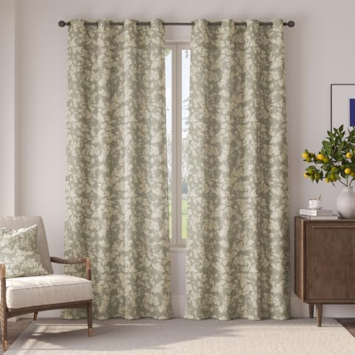 jinchan Grey Floral Curtains 84 Inch Room Darkening Grommet 2 Panels - color: Grey, size: 50"W x 84"L (Pack of 2)