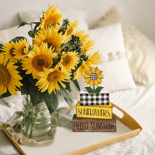 Britimes Tiered Tray Decor Set, 4 Pack, Wooden, Sunflower Farmhouse - color: Sunflower