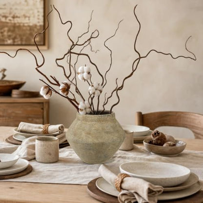 Briful Rustic Ceramic Vase 6'' Decorative Farmhouse Table Vase, Brown - color: Brown#747