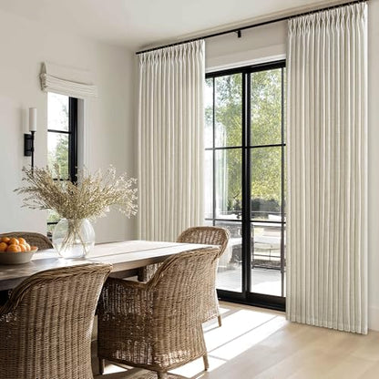 Tan Beige Memory Trained Semi Sheer Linen Pleated Curtains 80 Inches Long - color: Linen, size: 50"W x 80"L (Pack of 2)