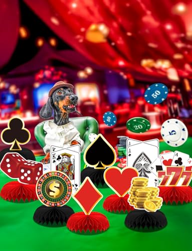 12Pcs Casino Theme Party Decorations, Casino Centerpieces for Table - style: Casino