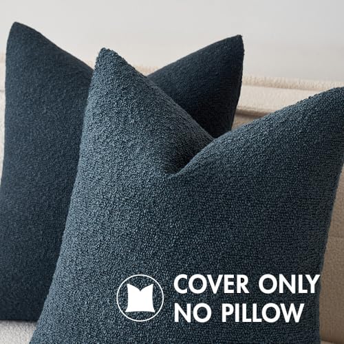MIULEE Textured Boucle Lumbar Pillow Cover for Bed 12x20 Dark Blue - color: Dark Blue, size: 20" x 12" (Pack of 1)