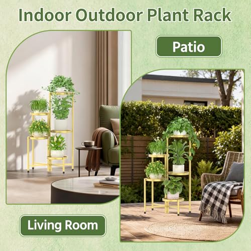 LASZOLA Plant Stand Indoor with 10 Inch Large Metal Tray, 5 Tier Gold - color: Standard Gold, size: 5 Tier