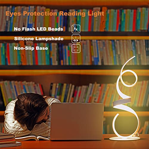 20W 2700LM 3 Colors Dimmable LED Art Table Lamp 21.4 Inch with Touch Switch for Living Room,Bedroom (White) - color: White