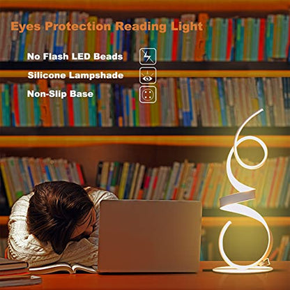 20W 2700LM 3 Colors Dimmable LED Art Table Lamp 21.4 Inch with Touch Switch for Living Room,Bedroom (White) - color: White
