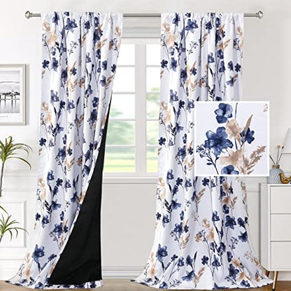 H.VERSAILTEX 100% Blackout Curtains 96 Inches for Living Room, Navy/Taupe - color: Navy/Taupe, size: 52"W x 96"L (Pack of 2)