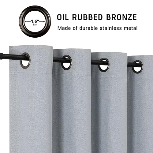THOOO 100% Blackout Curtains Natural Linen Textured Blackout Curtains 63 Inch Length for Bedroom Living Room Nursery, Farmhouse Thermal Insulated Grommet Curtains Room Darkening 2 Panels,Light Blue - color: Light Blue, size: 52"W x 63"L (Pack of 2)