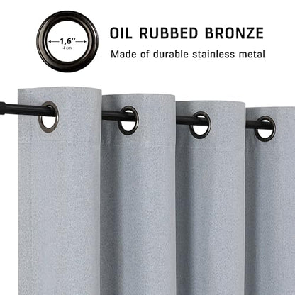 THOOO 100% Blackout Curtains Natural Linen Textured Blackout Curtains 63 Inch Length for Bedroom Living Room Nursery, Farmhouse Thermal Insulated Grommet Curtains Room Darkening 2 Panels,Light Blue - color: Light Blue, size: 52"W x 63"L (Pack of 2)