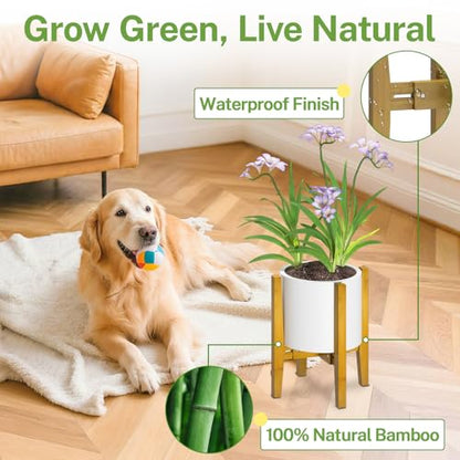 iDavosic.ly Adjustable Bamboo Plant Pot Stand, Fits 8-12 In Planter, Brown - color: Bamboo Brown, size: 1 Pack