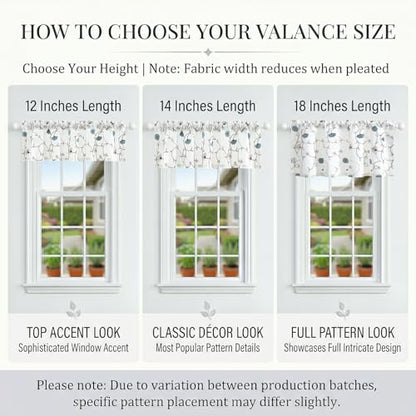 VOGOL Blue Floral Embroidered Kitchen Valance, 52 x 14 Inches - color: Blue, size: 52"W x 14"L (Pack of 1)