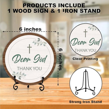 Christian Desk Decor, Dear God Thank You Wood Sign, Religious Gifts For Woman Man, Living Room Decor And Accessories, Bible Verse Home Office Decorations For Table Shelf -c10 - style: Dear God 5