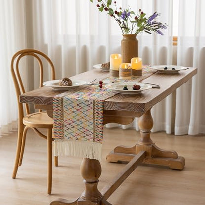 Keketoarrange Boho Macrame Table Runner 12x108 Inch - color: Colorful, size: 108"L