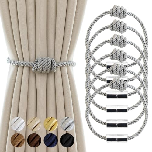 Curtain Tiebacks Magnetic Decorative Rope Tie Backs Holdbacks Contoeey - color: Grey