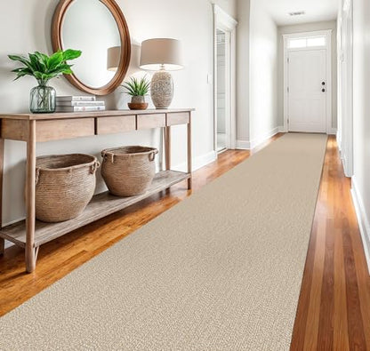 EARTHALL Washable Runner Rug, Non Slip Hallway Runner, 3x20 Ft, Sand/Beige - color: Sand/Beige, size: 3' x 20' (Rectangular)