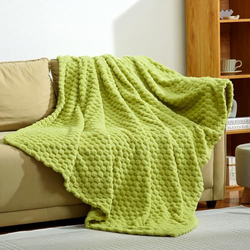 Excervent Hexagon Jacquard Throw Blanket for Bed, 50x70 Inches, Light Green - color: Light Green, size: 50"x70"